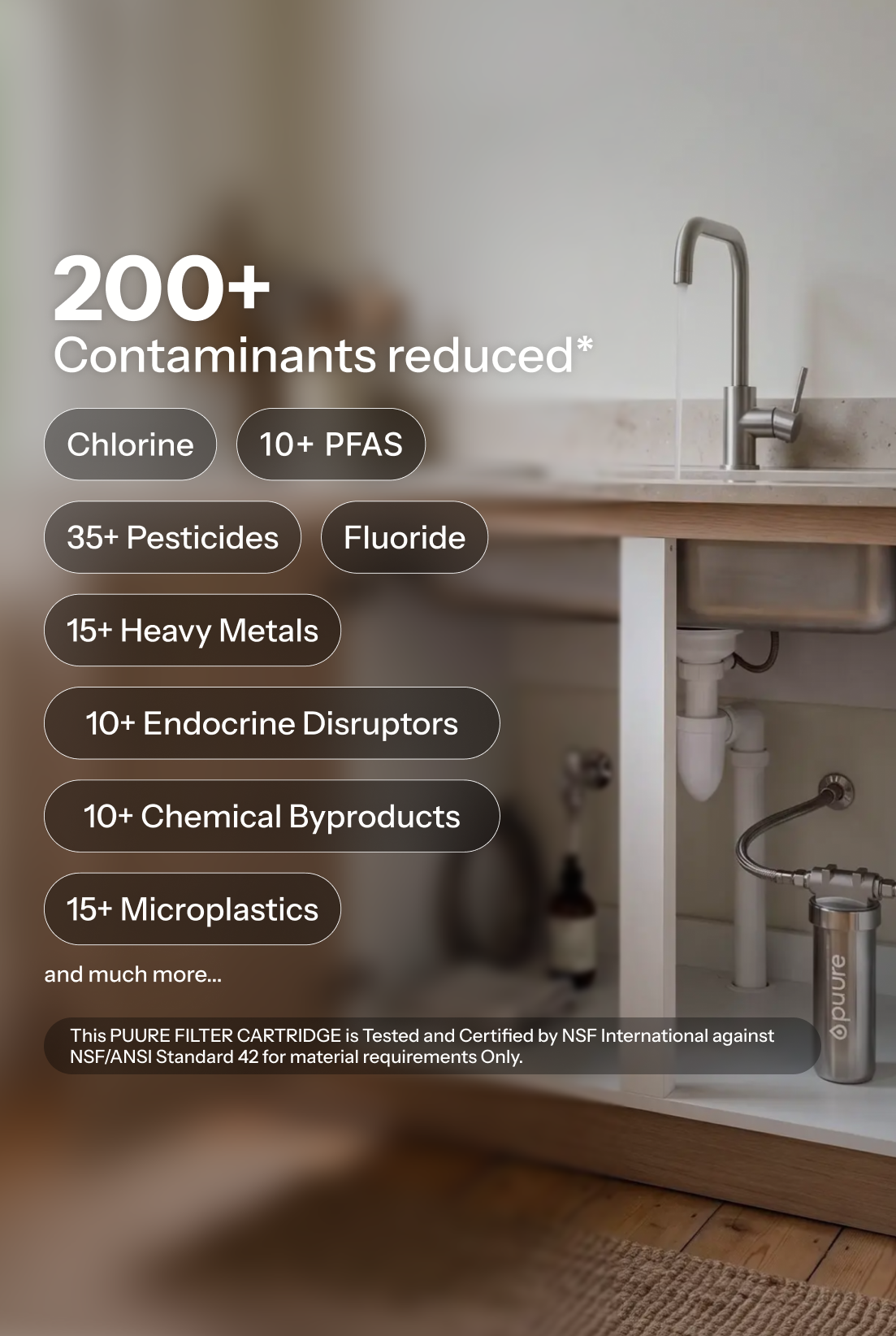 Puure 3.0 Under Sink System installed under a kitchen sink